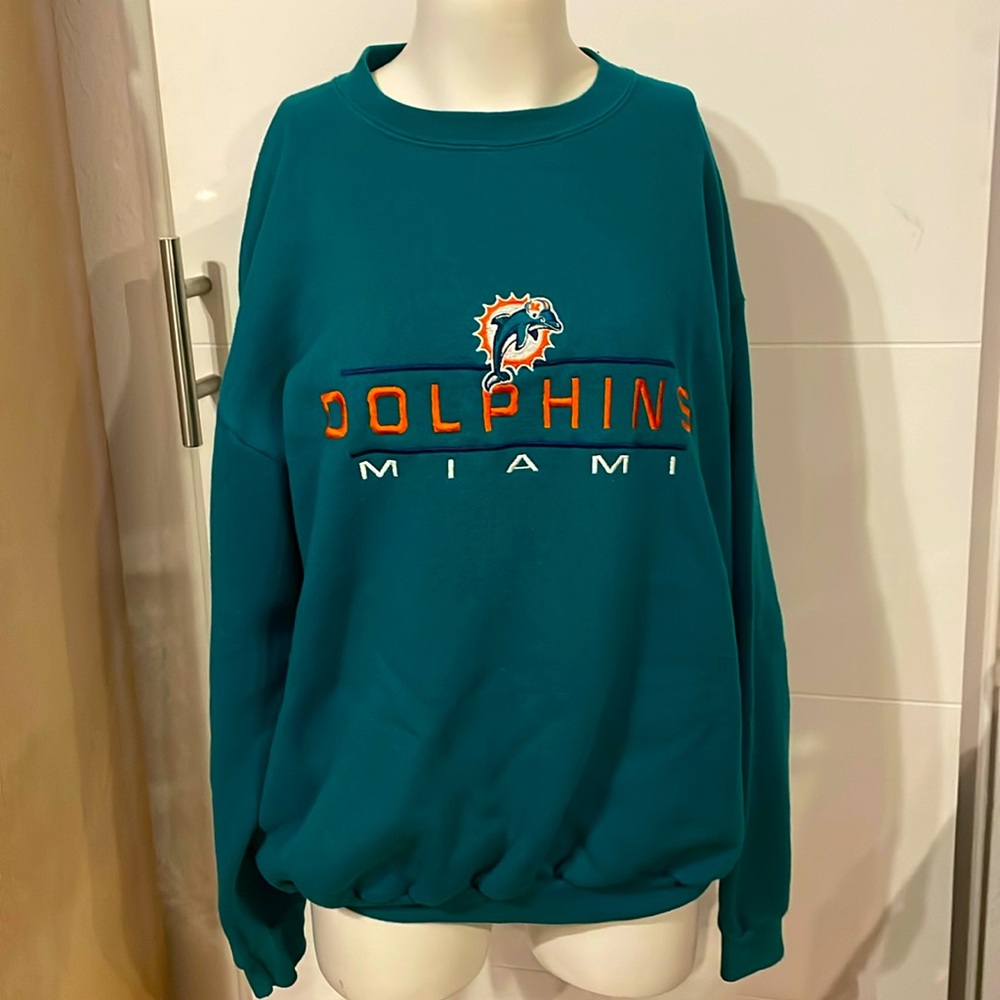 Vintage Miami Dolphins Embroidered NFL Sweatshirt Logo 7 Brand, Men’s XL